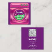 洗濯機家庭用クリーニングQRコードピンク スクエア名刺 (正面/裏面)