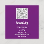 洗濯機家庭用クリーニングQRコードピンク スクエア名刺 (裏面)
