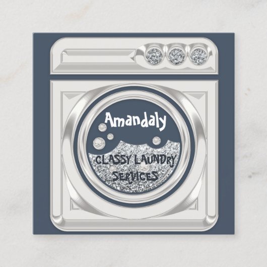 洗濯機家庭用クリーニングQRコードロゴ スクエア名刺 (正面)