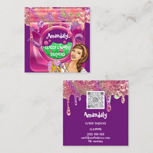 洗濯機清掃サービスQRCode スクエア名刺 (正面/裏面)