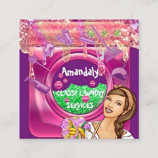 洗濯機清掃サービスQRCode スクエア名刺 (正面)