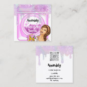 洗濯洗浄サービスQRコードドリップ スクエア名刺 (正面/裏面)