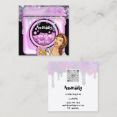 洗濯洗浄サービスQRコードブラック スクエア名刺 (正面/裏面)