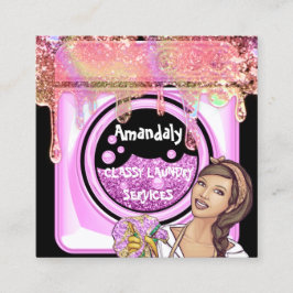 洗濯洗浄サービスQRコードブラック スクエア名刺