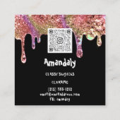 洗濯洗浄サービスQRコードブラック スクエア名刺 (裏面)