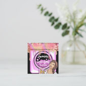 洗濯洗浄サービスQRコードブラック スクエア名刺 (スタンド正面)