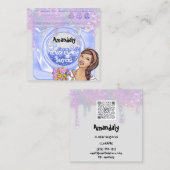 洗濯洗浄サービスQRコードブルーグレー スクエア名刺 (正面/裏面)