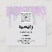 洗濯洗浄サービスQRコードブルーグレー スクエア名刺 (裏面)