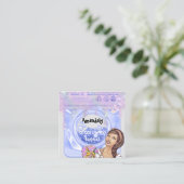 洗濯洗浄サービスQRコードブルーグレー スクエア名刺 (スタンド正面)