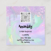 洗濯洗浄サービスQRコードブルーピンク スクエア名刺 (裏面)