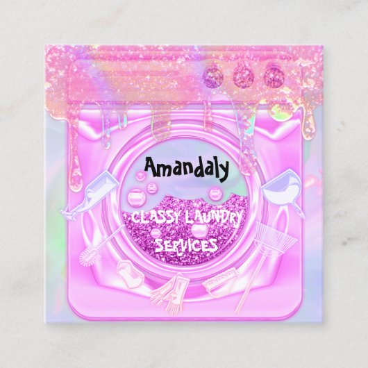 洗濯洗浄サービスQRコードメイドホーム スクエア名刺 (正面)