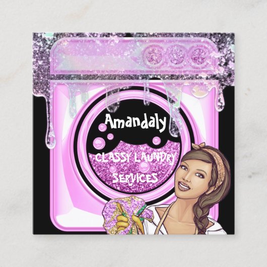 洗濯洗浄サービスQRコード石鹸 スクエア名刺 (正面)