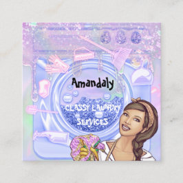 洗濯洗浄サービスQRコード自筆証書 スクエア名刺