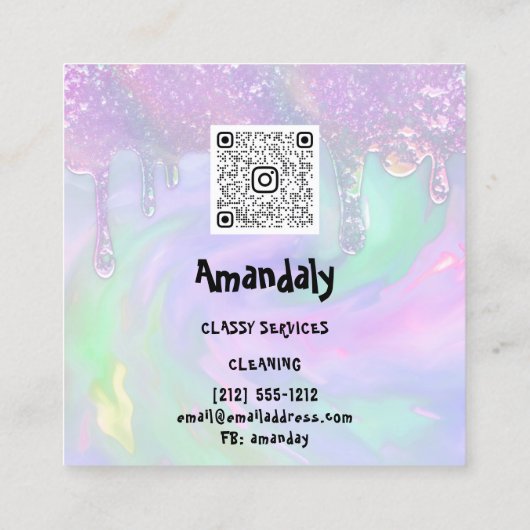 洗濯洗浄サービスQRコード自筆証書 スクエア名刺 (裏面)