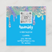 洗濯洗浄サービスQRCodeブルーピンク スクエア名刺 (裏面)