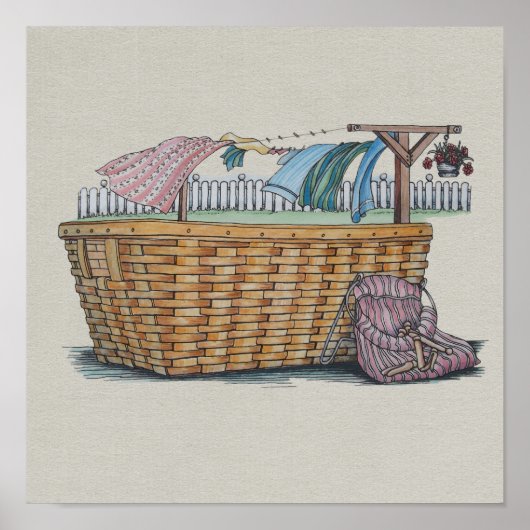 洗濯物を物干し場で洗濯する ポスター (正面)