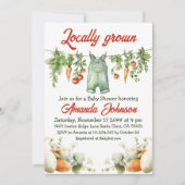 洗濯物干し台の庭のテーマ　地元で育てたベビーシャワー 招待状 (正面)