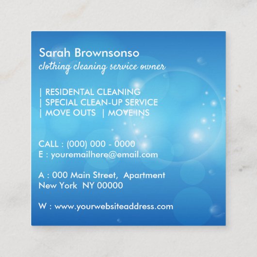 洗濯物洗浄用衣類洗濯機 スクエア名刺 (裏面)