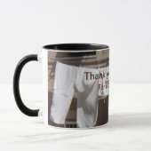 洗濯物。お感謝してい母さんきれいな服をマグ マグカップ (左)