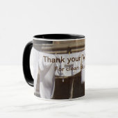 洗濯物。お感謝してい母さんきれいな服をマグ マグカップ (正面左)