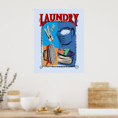 洗濯物、アイロン、ピン、石鹸 ポスター (キッチン)