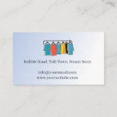 洗濯用アイロン掛けドライクリーニングブルー 名刺 (裏面)