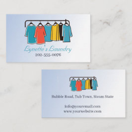 洗濯用アイロン掛けドライクリーニングブルー 名刺