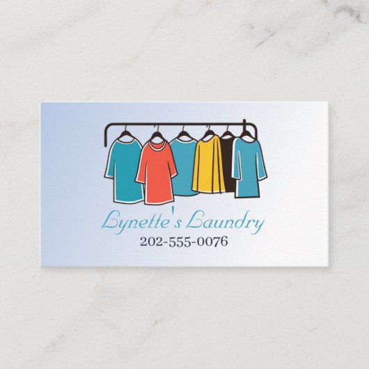 洗濯用アイロン掛けドライクリーニングブルー 名刺 (正面)