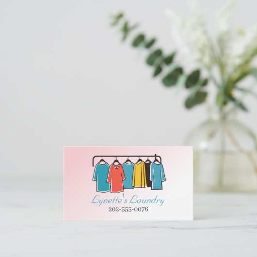 洗濯用アイロン掛けドライクリーニング 名刺 (スタンド正面)