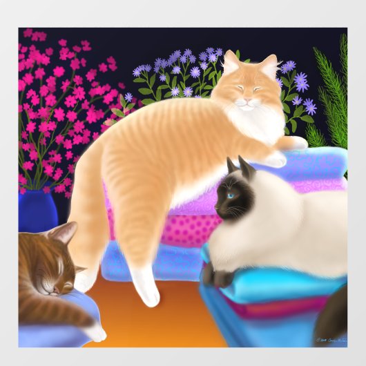 洗濯窓がくっつくのが大好きな猫たち ウィンドウサイン (シート)