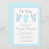 洗濯紐ブルーベイビーボーイシャワー招待状 招待状 (正面/裏面)