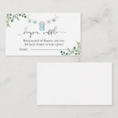 洗濯青い緑の赤ちゃんシャワーおむつラッフル エンクロージャーカード (正面/裏面)