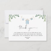 洗濯青い緑の赤ちゃんシャワー サンキューカード (正面)