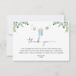 洗濯青い緑の赤ちゃんシャワー サンキューカード