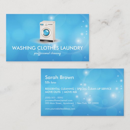 洗濯 衣類のクリーニング 名刺 (正面/裏面)