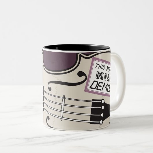 洗濯Moのバイオリンの左利きのマグ ツートーンマグカップ (正面右)
