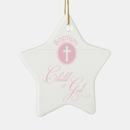 洗礼おめでとうピンクの神の子 セラミックオーナメント (右)