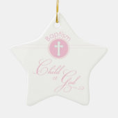 洗礼おめでとうピンクの神の子 セラミックオーナメント (正面)