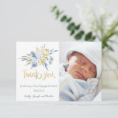 洗礼おめでとうベイビーボーイ 青 黄色 招待状 (スタンド正面)