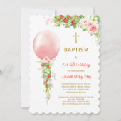 洗礼と初めての誕生日 苺 招待状 (正面)