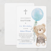 洗礼と初誕生日招待 男の子 招待状 (正面/裏面)