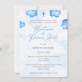 洗礼と生後1年目の誕生日おめでとう（男の子） 招待状 (正面)