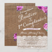 洗礼と1歳の誕生日、スペイン語招待状（カステリャーノ） 招待状 (正面/裏面)