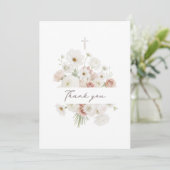洗礼のお礼の白ベージュの花束のカード 招待状 (スタンド正面)
