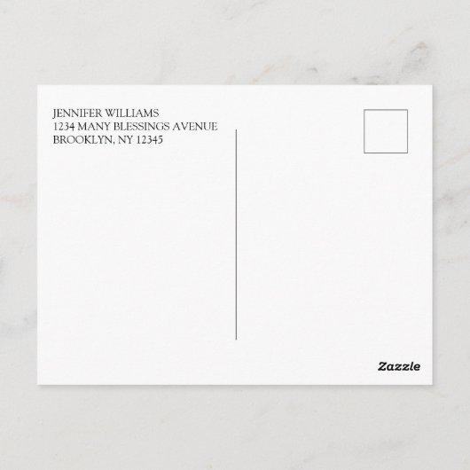 洗礼のお礼 - エレガントな青と金のクロス - 男の子 ポストカード (裏面)