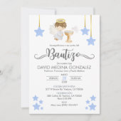 洗礼のご案内 英語の天使の少年 招待状 (正面)