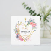 洗礼のピンクの花の写真の女の子ありがとう (スタンド正面)