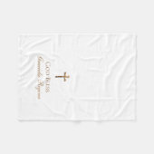 洗礼の十字の金ゴールドの十字架像 フリースブランケット (正面(横))