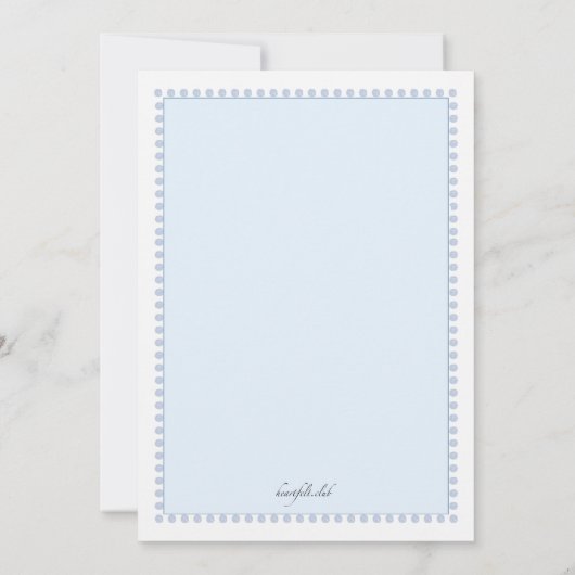 洗礼の十字の青い招待状 招待状 (裏面)