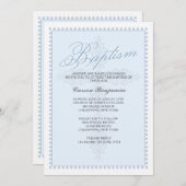 洗礼の十字の青い招待状 招待状 (正面/裏面)